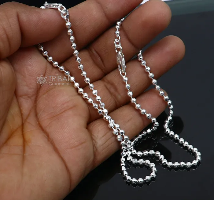 TRIBAL ORNAMENTS Bracelets 3mm 105 925 sterling silver beadedball chain anklet bracelet amazing light weight delicate anklets belly dance silver jewelry ank600