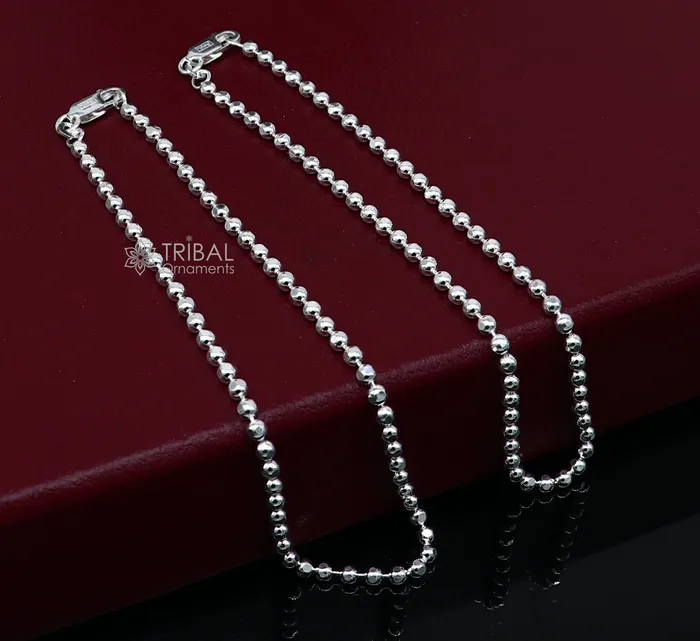 TRIBAL ORNAMENTS Bracelets 3mm 105 925 sterling silver beadedball chain anklet bracelet amazing light weight delicate anklets belly dance silver jewelry ank600