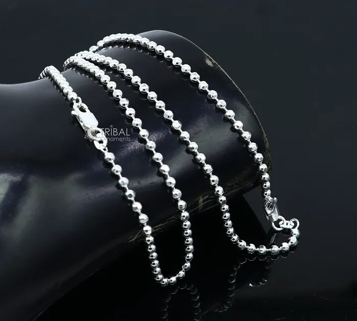 TRIBAL ORNAMENTS Bracelets 3mm 105 925 sterling silver beadedball chain anklet bracelet amazing light weight delicate anklets belly dance silver jewelry ank600