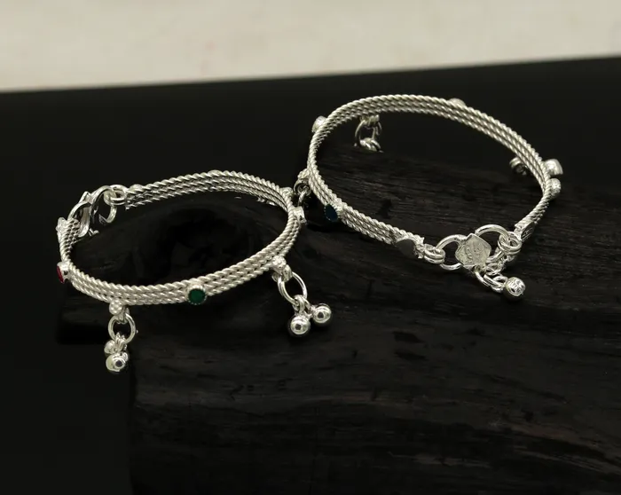 TRIBAL ORNAMENTS Bracelets 5 Solid silver handmade gorgeous new born baby charm ankle bracelet amazing gorgeous hanging noisy bells customized gifting anklet ankb4 TRIBAL ORNAMENTS Bracelets 5 Solid silver handmade gorgeous new born baby charm ankle bracelet amazing gorgeous hanging noisy bells customized gifting anklet ankb4