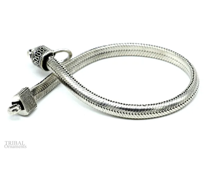 TRIBAL ORNAMENTS Bracelets 5mm 925 sterling silver handmade snake chain bracelet D shape chain bracelet half round snake chain bracelet unisex stylish jewelry sbr259