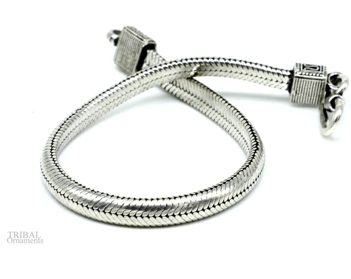 TRIBAL ORNAMENTS Bracelets 5mm 925 sterling silver handmade snake chain bracelet D shape chain bracelet half round snake chain bracelet unisex stylish jewelry sbr259