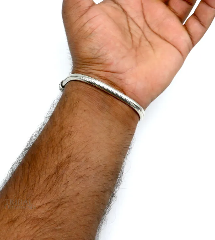 TRIBAL ORNAMENTS Bracelets 5mm 925 sterling silver handmade snake chain bracelet D shape chain bracelet half round snake chain bracelet unisex stylish jewelry sbr259