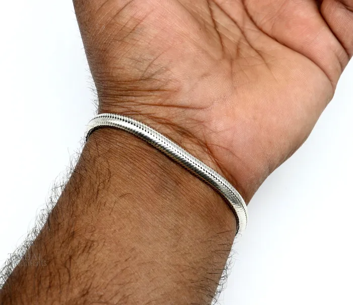 TRIBAL ORNAMENTS Bracelets 5mm 925 sterling silver handmade snake chain bracelet D shape chain bracelet half round snake chain bracelet unisex stylish jewelry sbr259