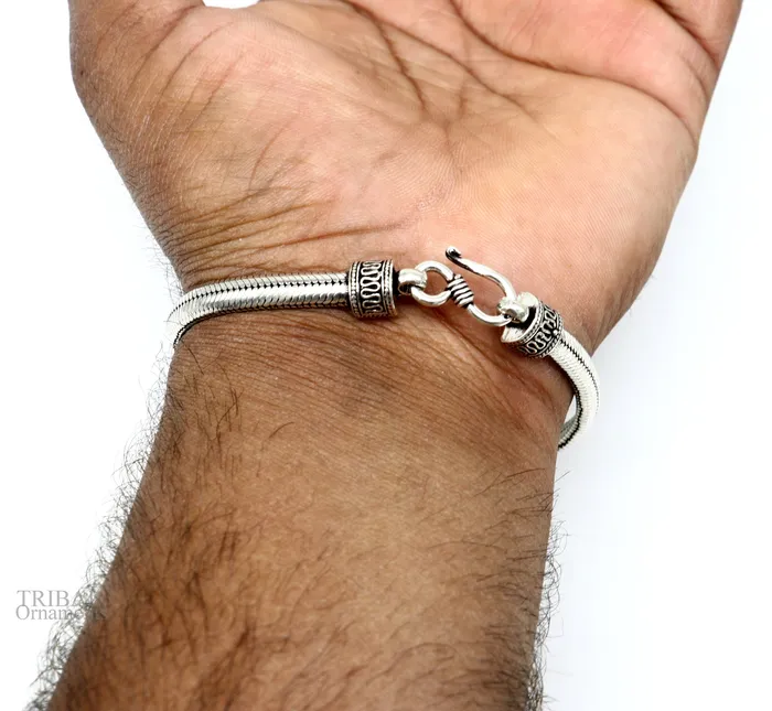 TRIBAL ORNAMENTS Bracelets 5mm 925 sterling silver handmade snake chain bracelet D shape chain bracelet half round snake chain bracelet unisex stylish jewelry sbr259