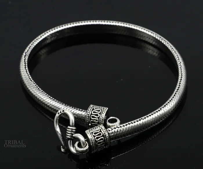 TRIBAL ORNAMENTS Bracelets 5mm 925 sterling silver handmade snake chain bracelet D shape chain bracelet half round snake chain bracelet unisex stylish jewelry sbr259