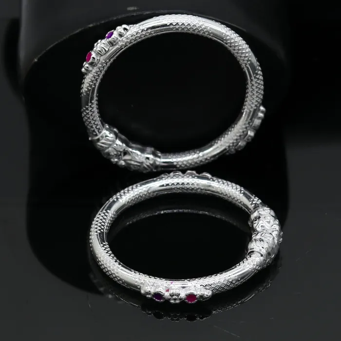 TRIBAL ORNAMENTS Bracelets 5mm Solid sterling silver gorgeous baby bangle bracelet kada faublous customized elephant face solid kada bracelet for kids nbbk101