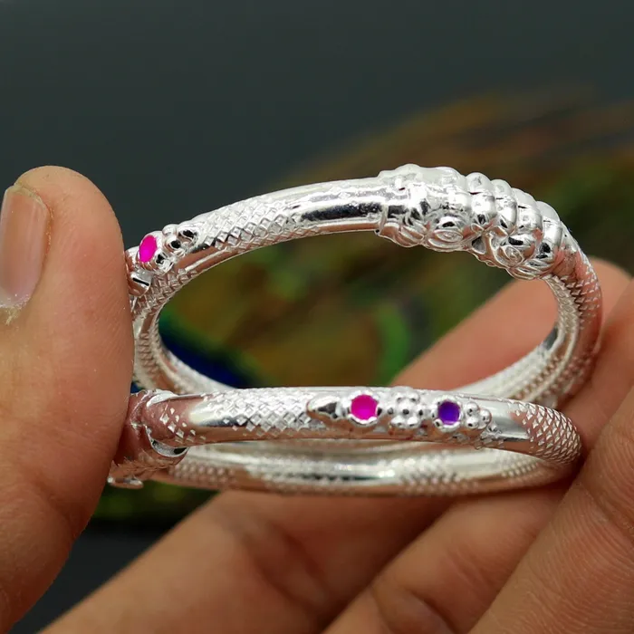 TRIBAL ORNAMENTS Bracelets 5mm Solid sterling silver gorgeous baby bangle bracelet kada faublous customized elephant face solid kada bracelet for kids nbbk101
