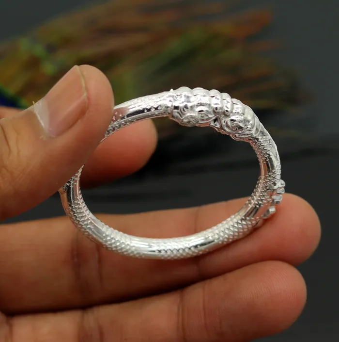 TRIBAL ORNAMENTS Bracelets 5mm Solid sterling silver gorgeous baby bangle bracelet kada faublous customized elephant face solid kada bracelet for kids nbbk101
