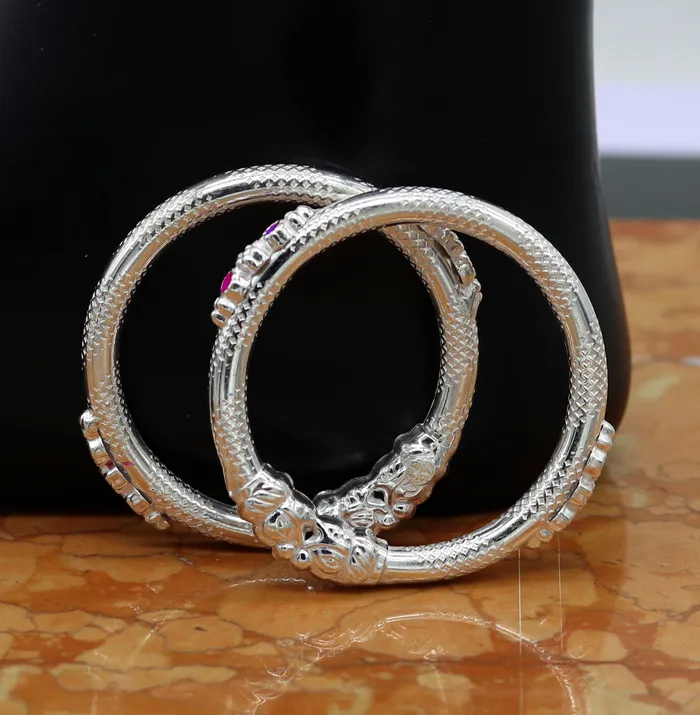 TRIBAL ORNAMENTS Bracelets 5mm Solid sterling silver gorgeous baby bangle bracelet kada faublous customized elephant face solid kada bracelet for kids nbbk101