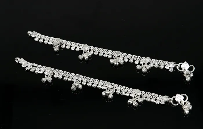 TRIBAL ORNAMENTS Bracelets 65 inch handmade solid sterling silver baby kids ankle bracelet unisex baby anklet foot bracelet customized charm kids bracelet ank420
