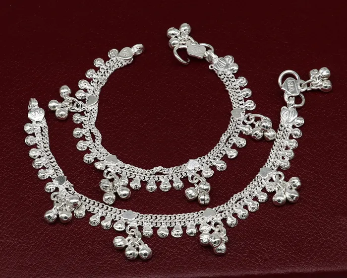 TRIBAL ORNAMENTS Bracelets 65 inch handmade solid sterling silver baby kids ankle bracelet unisex baby anklet foot bracelet customized charm kids bracelet ank420