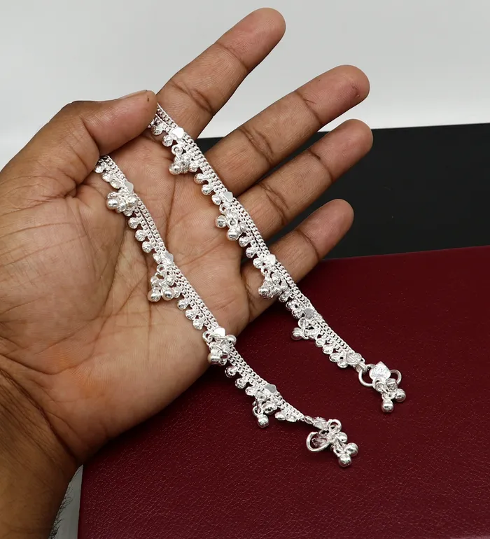 TRIBAL ORNAMENTS Bracelets 65 inch handmade solid sterling silver baby kids ankle bracelet unisex baby anklet foot bracelet customized charm kids bracelet ank420
