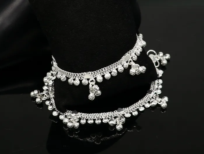 TRIBAL ORNAMENTS Bracelets 65 inch handmade solid sterling silver baby kids ankle bracelet unisex baby anklet foot bracelet customized charm kids bracelet ank420