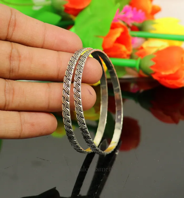 TRIBAL ORNAMENTS Bracelets 925 sterling customized fabulous design work stylish designer bangle bracelet pure silver gifting jewelry brides made bangles nba181 TRIBAL ORNAMENTS Bracelets 925 sterling customized fabulous design work stylish designer bangle bracelet pure silver gifting jewelry brides made bangles nba181
