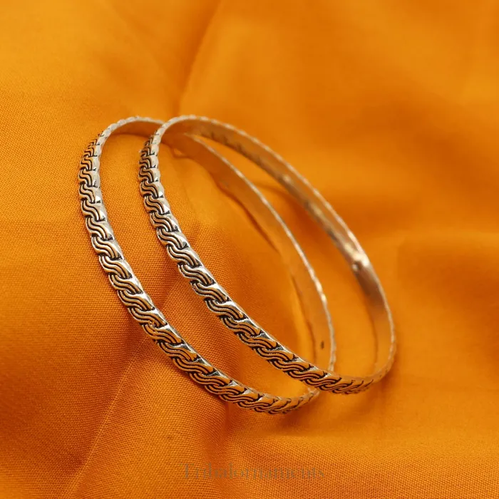 TRIBAL ORNAMENTS Bracelets 925 sterling customized fabulous design work stylish designer bangle bracelet pure silver gifting jewelry brides made bangles nba181