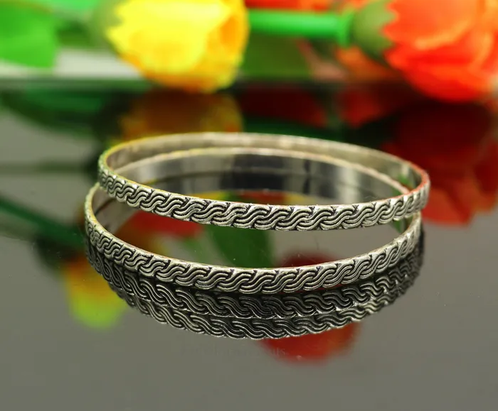 TRIBAL ORNAMENTS Bracelets 925 sterling customized fabulous design work stylish designer bangle bracelet pure silver gifting jewelry brides made bangles nba181