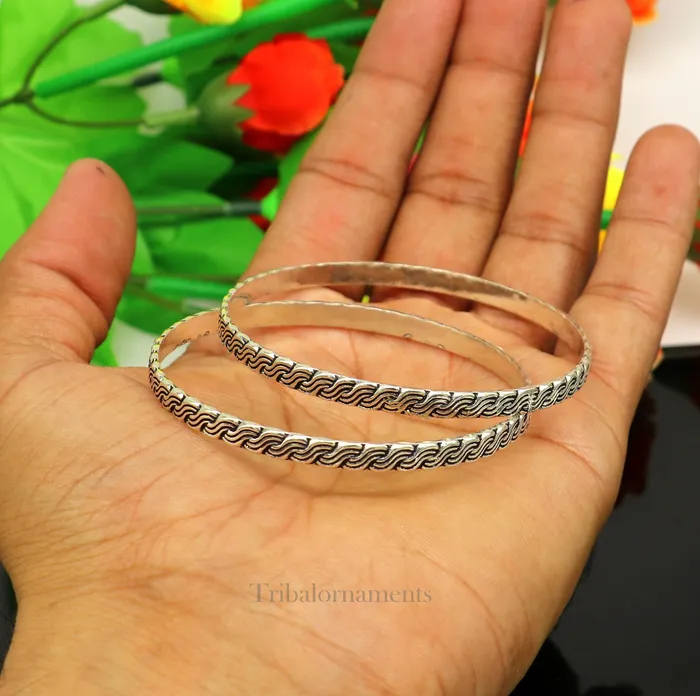 TRIBAL ORNAMENTS Bracelets 925 sterling customized fabulous design work stylish designer bangle bracelet pure silver gifting jewelry brides made bangles nba181