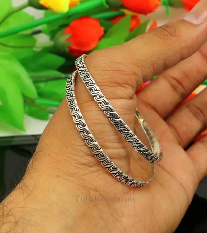 TRIBAL ORNAMENTS Bracelets 925 sterling customized fabulous design work stylish designer bangle bracelet pure silver gifting jewelry brides made bangles nba181