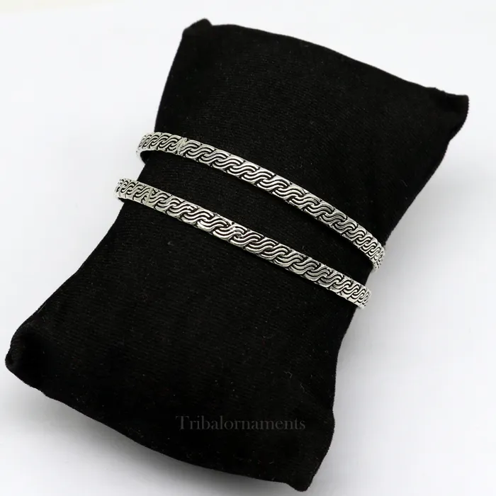TRIBAL ORNAMENTS Bracelets 925 sterling customized fabulous design work stylish designer bangle bracelet pure silver gifting jewelry brides made bangles nba181