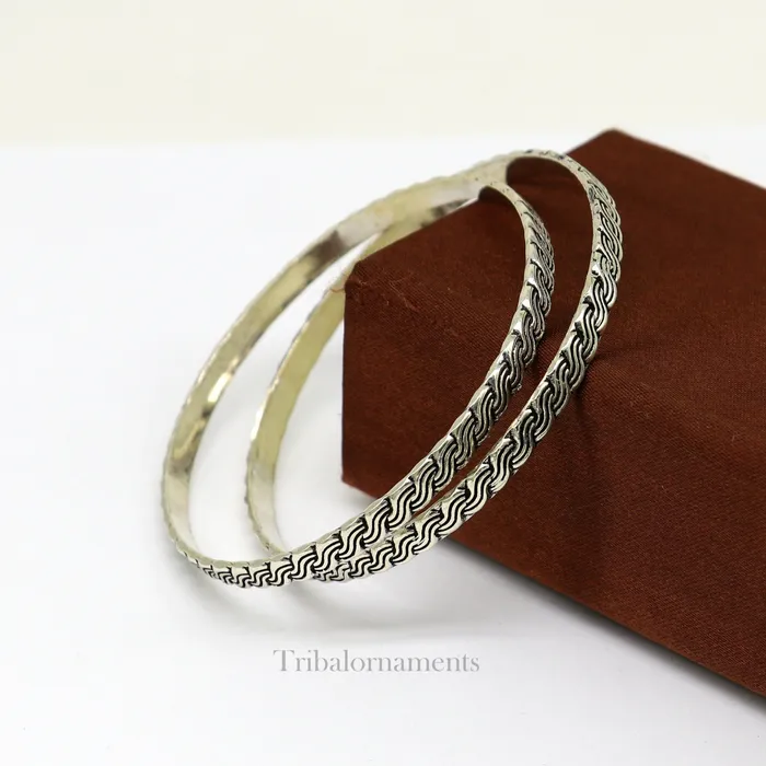 TRIBAL ORNAMENTS Bracelets 925 sterling customized fabulous design work stylish designer bangle bracelet pure silver gifting jewelry brides made bangles nba181