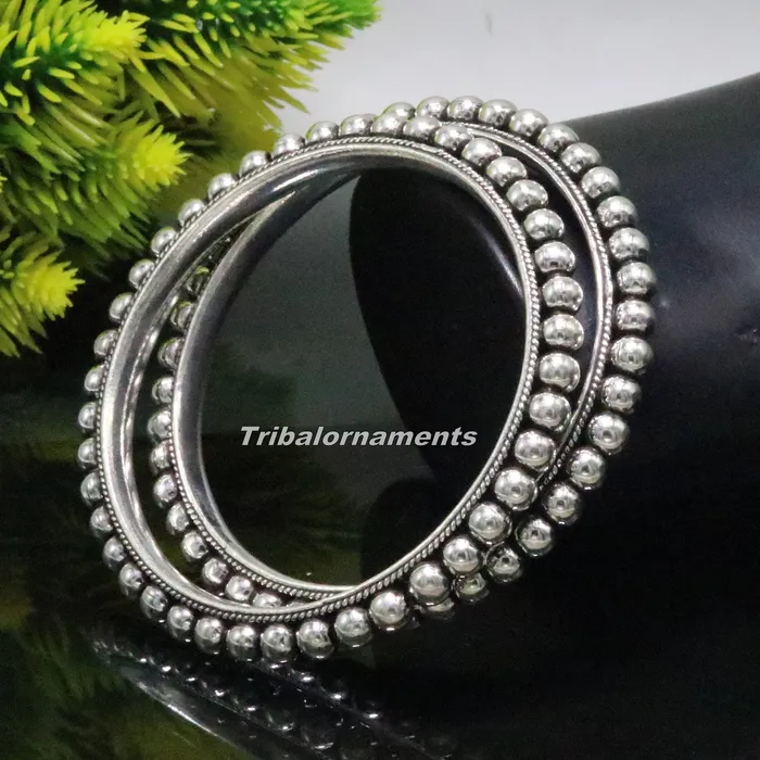 TRIBAL ORNAMENTS Bracelets 925 sterling silver amazing silver beaded bangle bracelet excellent custom made oxidized personalized bangle jewelry for belly dance ba54 TRIBAL ORNAMENTS Bracelets 925 sterling silver amazing silver beaded bangle bracelet excellent custom made oxidized personalized bangle jewelry for belly dance ba54