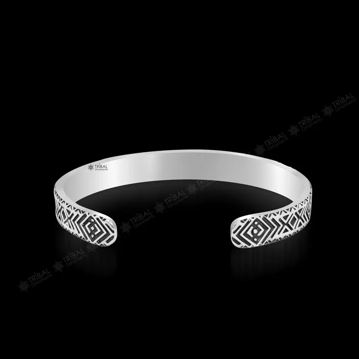 TRIBAL ORNAMENTS Bracelets 925 sterling silver handcrafted vintage style amazing cuff bangle kada bracelet best gift for mens and girls adjustable kada cuff115