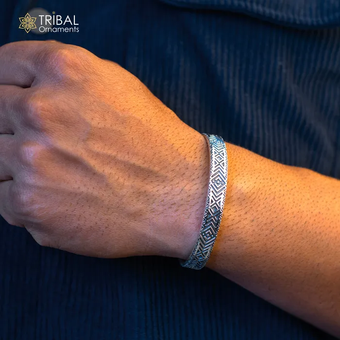 TRIBAL ORNAMENTS Bracelets 925 sterling silver handcrafted vintage style amazing cuff bangle kada bracelet best gift for mens and girls adjustable kada cuff115
