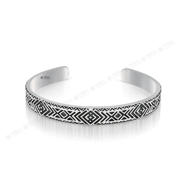 TRIBAL ORNAMENTS Bracelets 925 sterling silver handcrafted vintage style amazing cuff bangle kada bracelet best gift for mens and girls adjustable kada cuff115