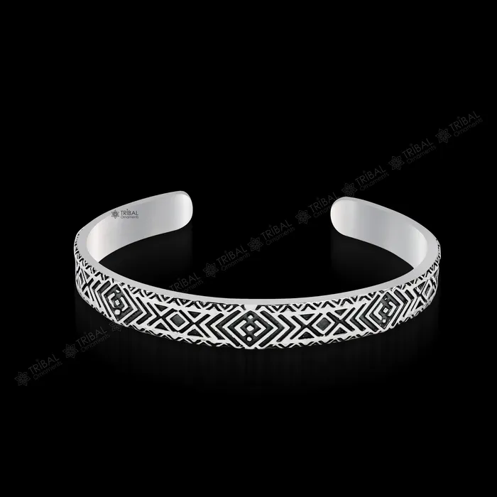 TRIBAL ORNAMENTS Bracelets 925 sterling silver handcrafted vintage style amazing cuff bangle kada bracelet best gift for mens and girls adjustable kada cuff115