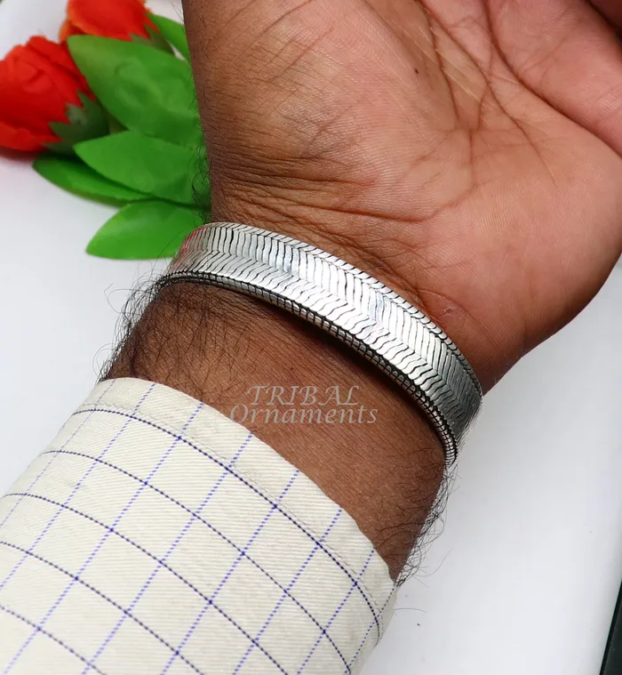 TRIBAL ORNAMENTS Bracelets 925 sterling silver handmade gorgeous vintage design solid wheat chain flexible bracelet belt unisex jewelry from Rajasthan India sbr409