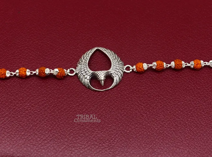 TRIBAL ORNAMENTS Bracelets 925 sterling silver handmade lord Garuda egal design Rakhi bracelet amazing Rudraksha bracelet use as daily use jewelry rk209 TRIBAL ORNAMENTS Bracelets 925 sterling silver handmade lord Garuda egal design Rakhi bracelet amazing Rudraksha bracelet use as daily use jewelry rk209