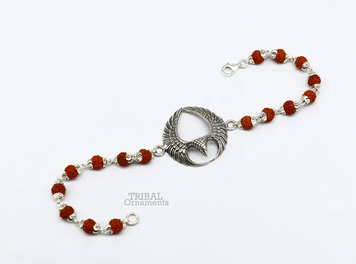 TRIBAL ORNAMENTS Bracelets 925 sterling silver handmade lord Garuda egal design Rakhi bracelet amazing Rudraksha bracelet use as daily use jewelry rk209 TRIBAL ORNAMENTS Bracelets 925 sterling silver handmade lord Garuda egal design Rakhi bracelet amazing Rudraksha bracelet use as daily use jewelry rk209