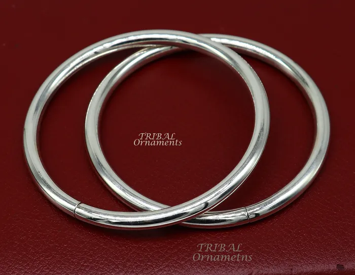 TRIBAL ORNAMENTS Bracelets 925 sterling silver handmade plain shiny bright customized bangle bracelet kada excellent personalized gifting unisex jewelry nsk608