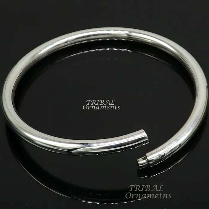 TRIBAL ORNAMENTS Bracelets 925 sterling silver handmade plain shiny bright customized bangle bracelet kada excellent personalized gifting unisex jewelry nsk608