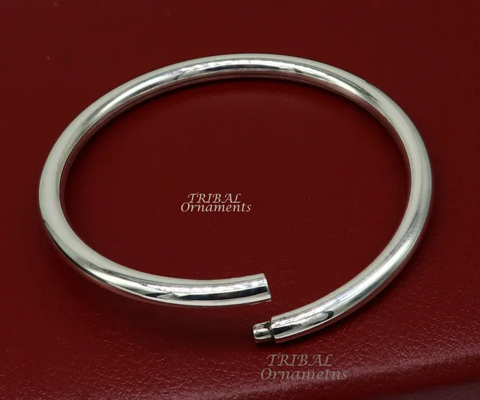 TRIBAL ORNAMENTS Bracelets 925 sterling silver handmade plain shiny bright customized bangle bracelet kada excellent personalized gifting unisex jewelry nsk608