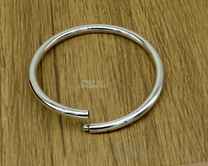 TRIBAL ORNAMENTS Bracelets 925 sterling silver handmade plain shiny bright customized bangle bracelet kada excellent personalized gifting unisex jewelry nsk608