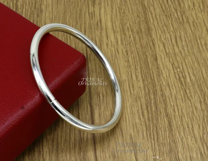 TRIBAL ORNAMENTS Bracelets 925 sterling silver handmade plain shiny bright customized bangle bracelet kada excellent personalized gifting unisex jewelry nsk608
