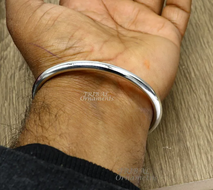 TRIBAL ORNAMENTS Bracelets 925 sterling silver handmade plain shiny bright customized bangle bracelet kada excellent personalized gifting unisex jewelry nsk608