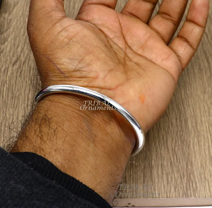 TRIBAL ORNAMENTS Bracelets 925 sterling silver handmade plain shiny bright customized bangle bracelet kada excellent personalized gifting unisex jewelry nsk608