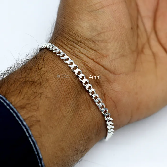 TRIBAL ORNAMENTS Bracelets 925 Sterling silver handmade shiny stylish 4mm 5mm 6mm plain bracelet for both boys and girls solid chain heavy bracelet sbr708 TRIBAL ORNAMENTS Bracelets 925 Sterling silver handmade shiny stylish 4mm 5mm 6mm plain bracelet for both boys and girls solid chain heavy bracelet sbr708