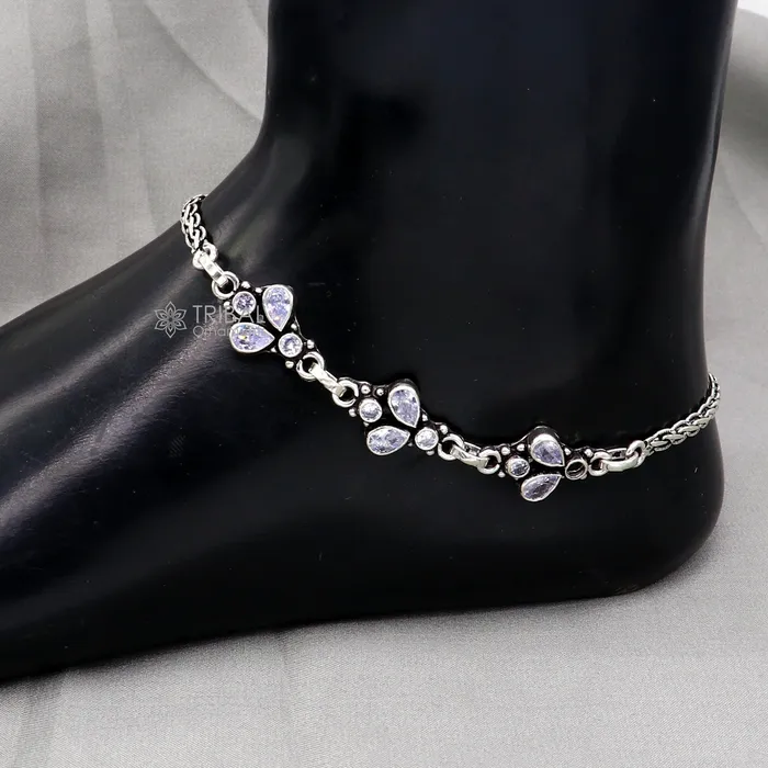 TRIBAL ORNAMENTS Bracelets 925 sterling silver handmade stylish cut stone anklets amazing Ankle bracelet for gifting belly dance jewelry ank636