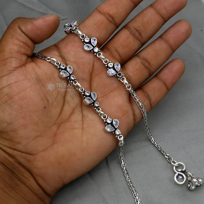 TRIBAL ORNAMENTS Bracelets 925 sterling silver handmade stylish cut stone anklets amazing Ankle bracelet for gifting belly dance jewelry ank636