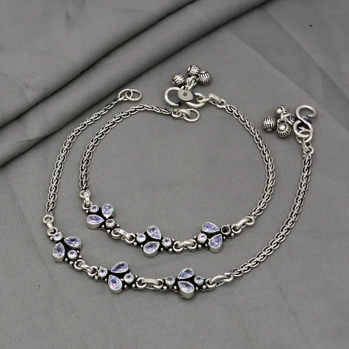 TRIBAL ORNAMENTS Bracelets 925 sterling silver handmade stylish cut stone anklets amazing Ankle bracelet for gifting belly dance jewelry ank636