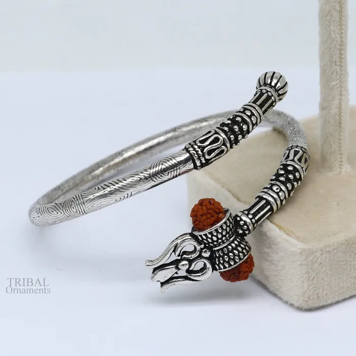 TRIBAL ORNAMENTS Bracelets 925 sterling silver idol shiva trident or trishul bangle pretty customized Babubali bangle kada bracelet unisex designer jewelry nssk668