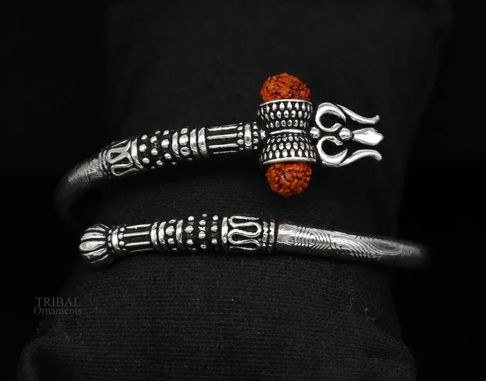 TRIBAL ORNAMENTS Bracelets 925 sterling silver idol shiva trident or trishul bangle pretty customized Babubali bangle kada bracelet unisex designer jewelry nssk668