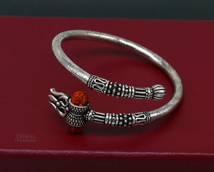 TRIBAL ORNAMENTS Bracelets 925 sterling silver idol shiva trident or trishul bangle pretty customized Babubali bangle kada bracelet unisex designer jewelry nssk668