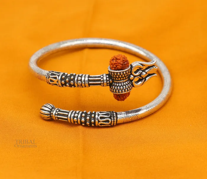 TRIBAL ORNAMENTS Bracelets 925 sterling silver idol shiva trident or trishul bangle pretty customized Babubali bangle kada bracelet unisex designer jewelry nssk668
