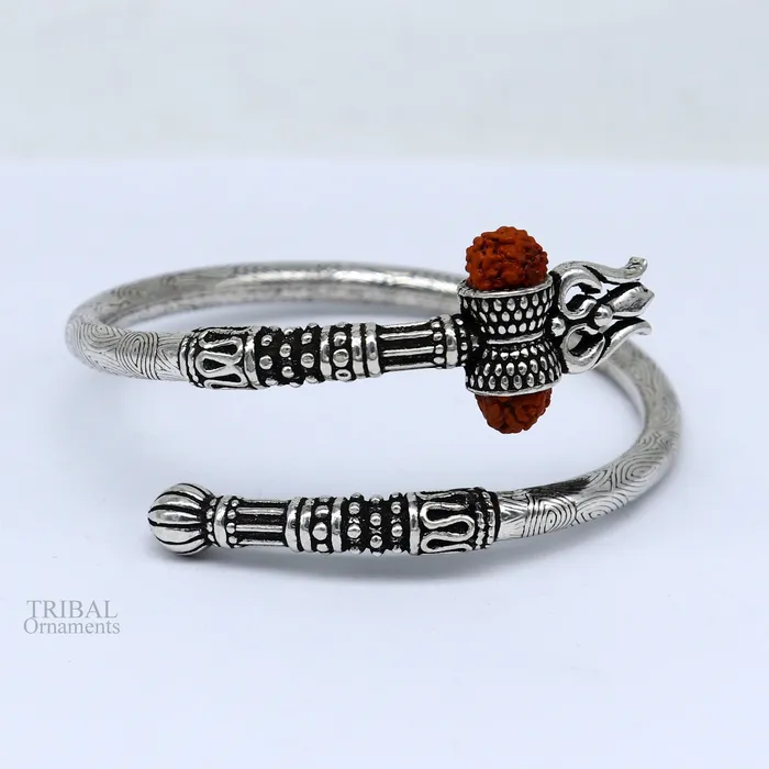 TRIBAL ORNAMENTS Bracelets 925 sterling silver idol shiva trident or trishul bangle pretty customized Babubali bangle kada bracelet unisex designer jewelry nssk668