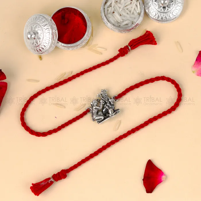 TRIBAL ORNAMENTS Bracelets 925 Sterling silver Lord parwati and nandi maharaj with shiva lingam design pendant Rakhi bracelet Rakshabandhan festival rk371 TRIBAL ORNAMENTS Bracelets 925 Sterling silver Lord parwati and nandi maharaj with shiva lingam design pendant Rakhi bracelet Rakshabandhan festival rk371